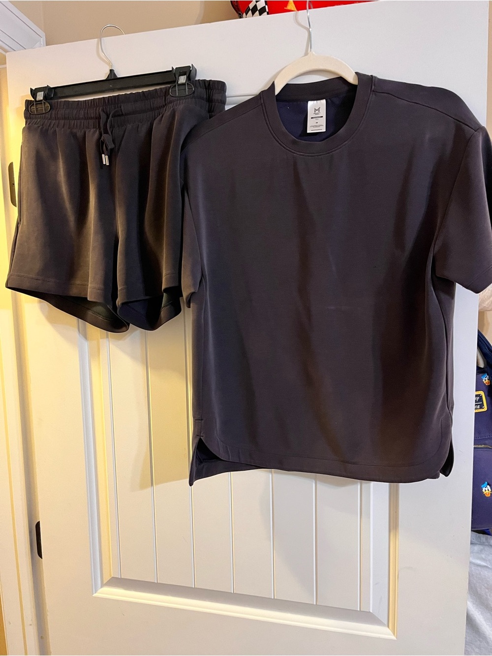 Women's Charcoal Gray Short Sleeve Top & Drawstring Shorts Set